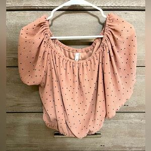 Boutique smocked cropped blouse